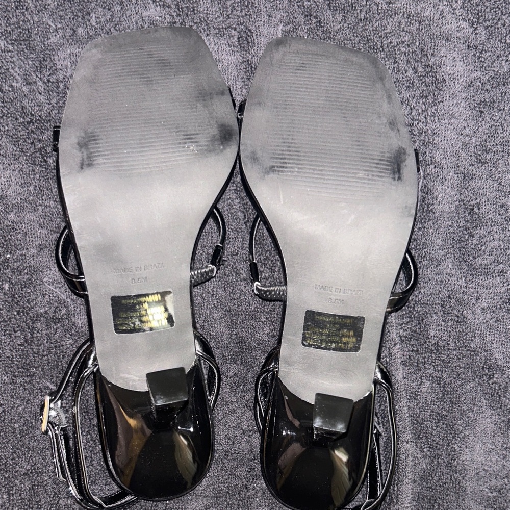 Steve Madden Shiny Black Strappy Heels - Picture 6 of 7
